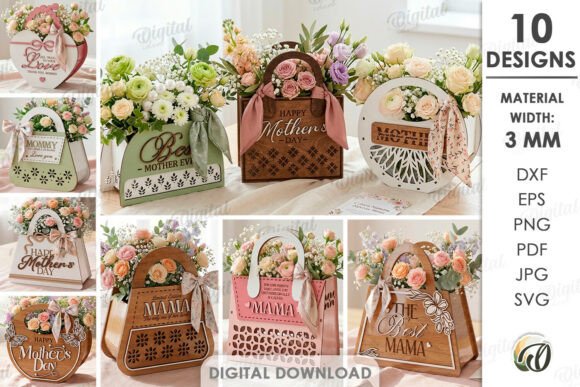 Download Mother's Day Bags Bundle Laser Cut - Premium Resources